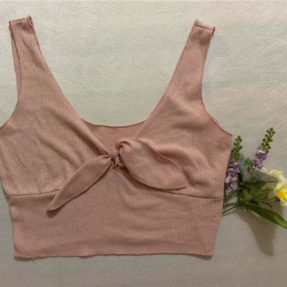 Dainty Pink-Tie Tank Top